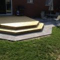 2 level deck with paving stone patio (built with pressure treated lumber)