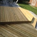 2 level deck with paving stone patio (built with pressure treated lumber)