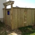 Custom gate with pergola top, fence with lattice insert